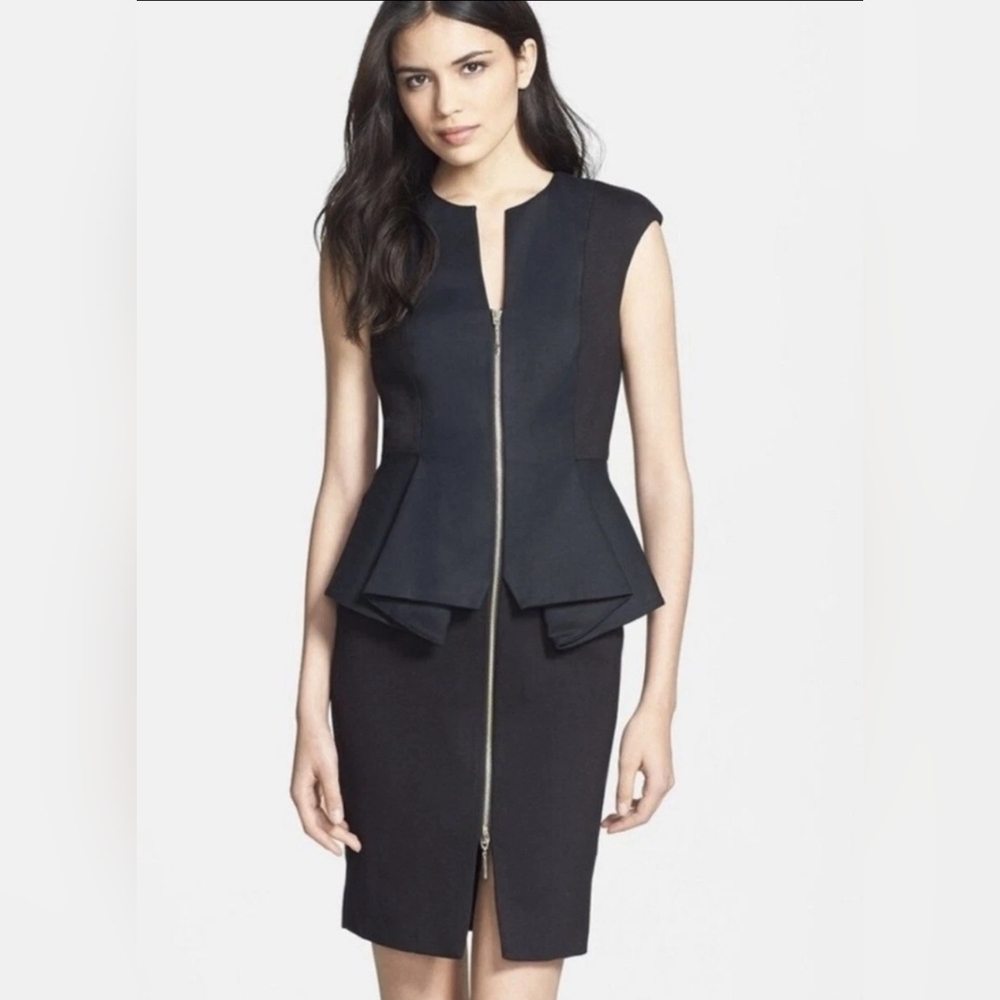 Ted Baker London Black Structured Zip Peplum Dress  Ted Size 1